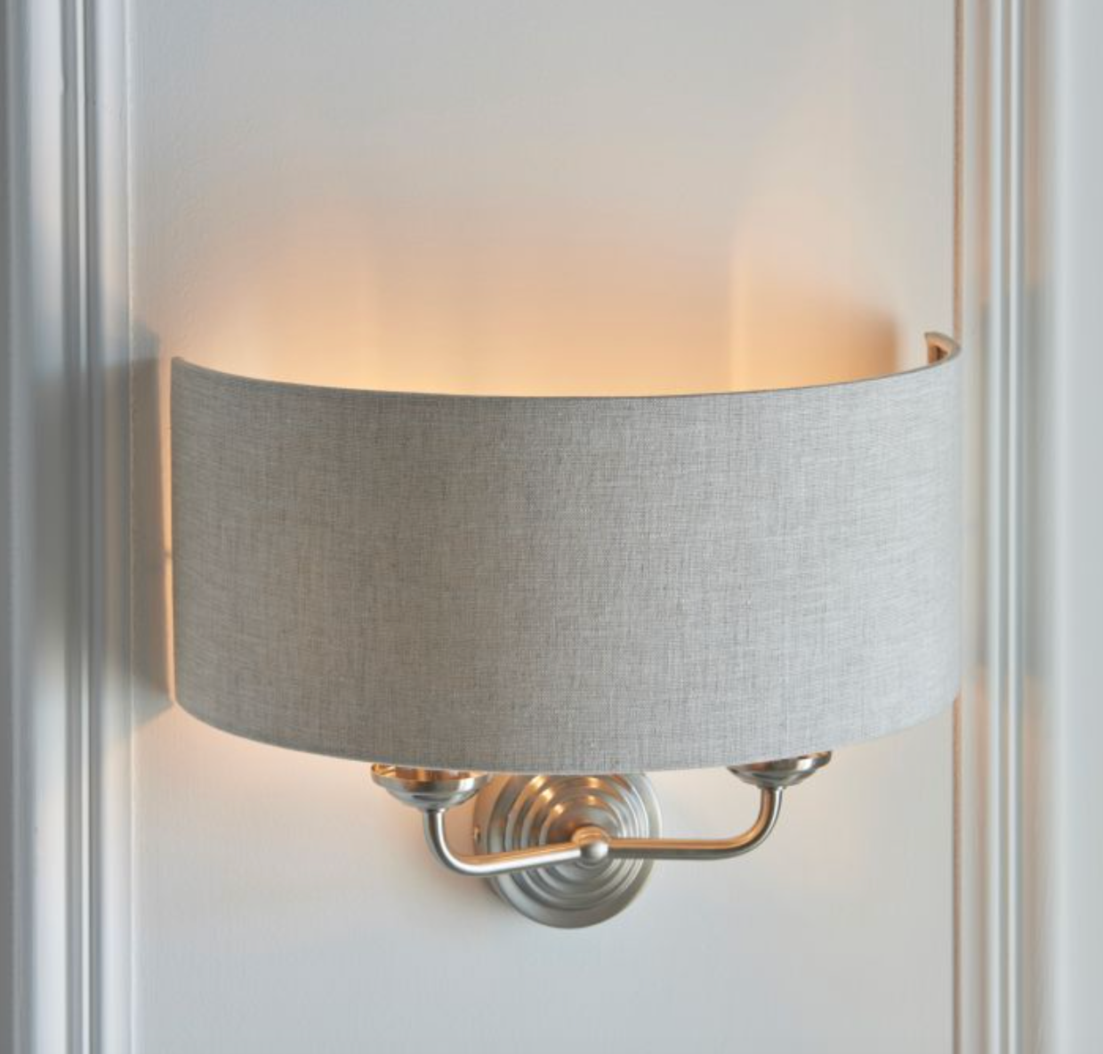 Linen & Brushed Chrome Wall Light