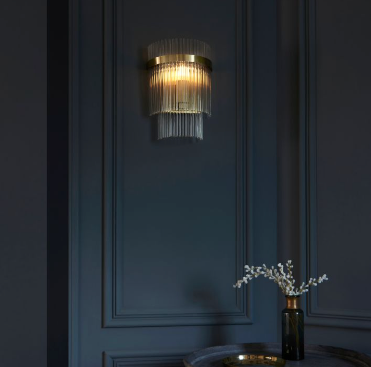 Brass & Glass Rod Wall Light
