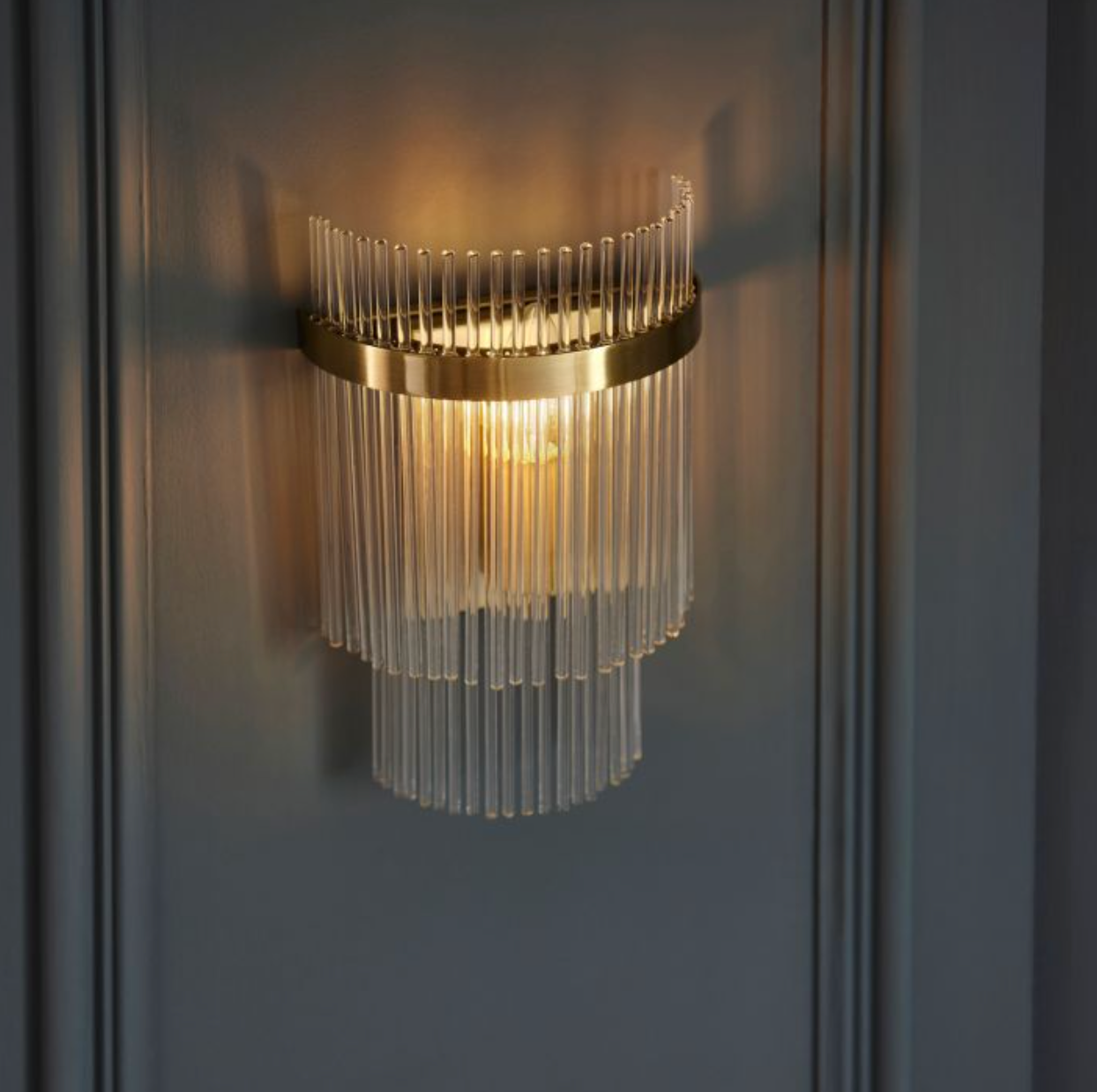 Brass & Glass Rod Wall Light