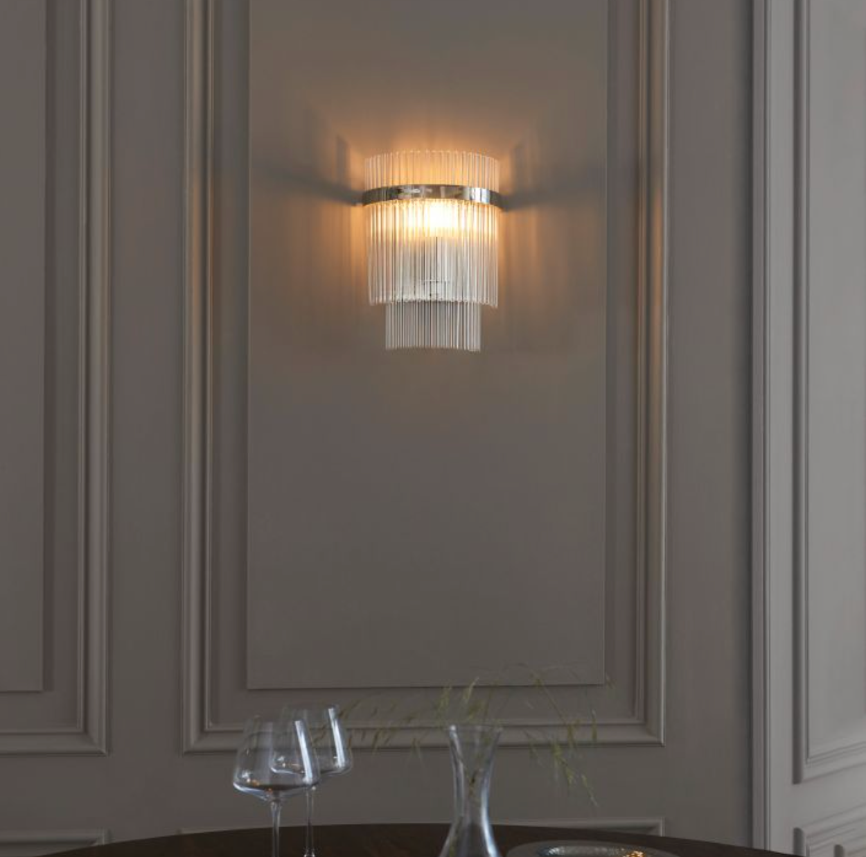 Nickel & Glass Rod Wall Light