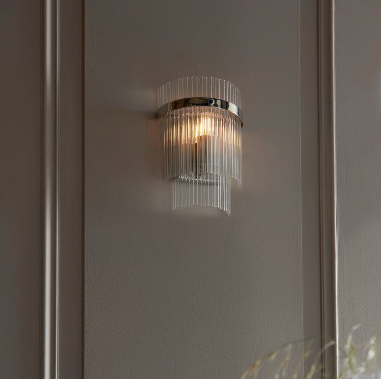 Nickel & Glass Rod Wall Light