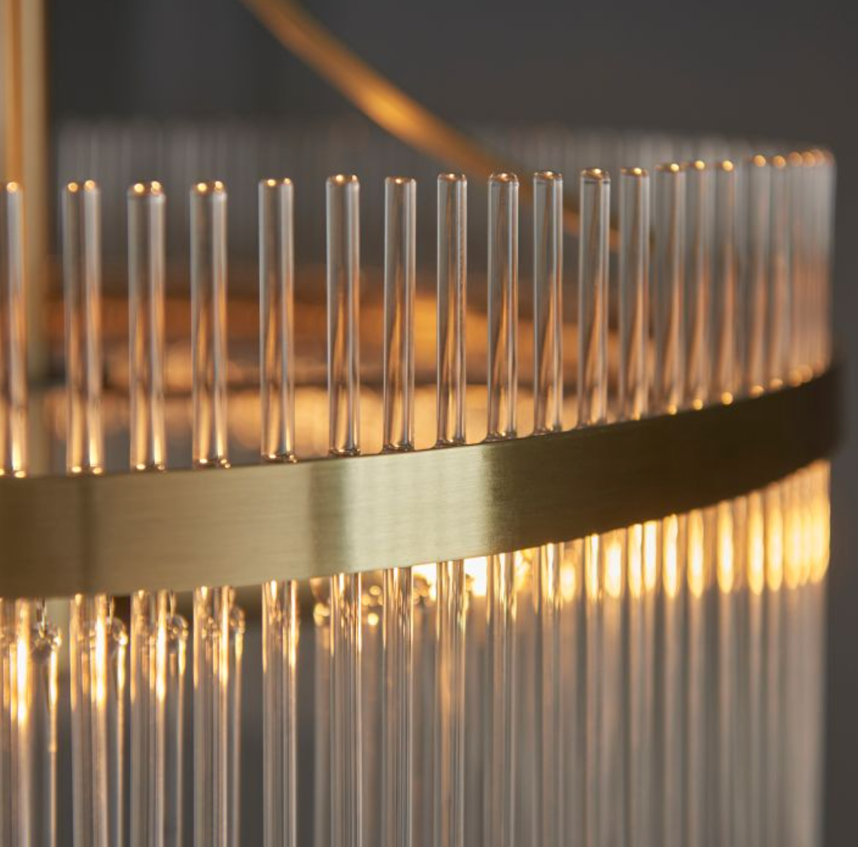 Brass Ribbed Ceiling Chandelier