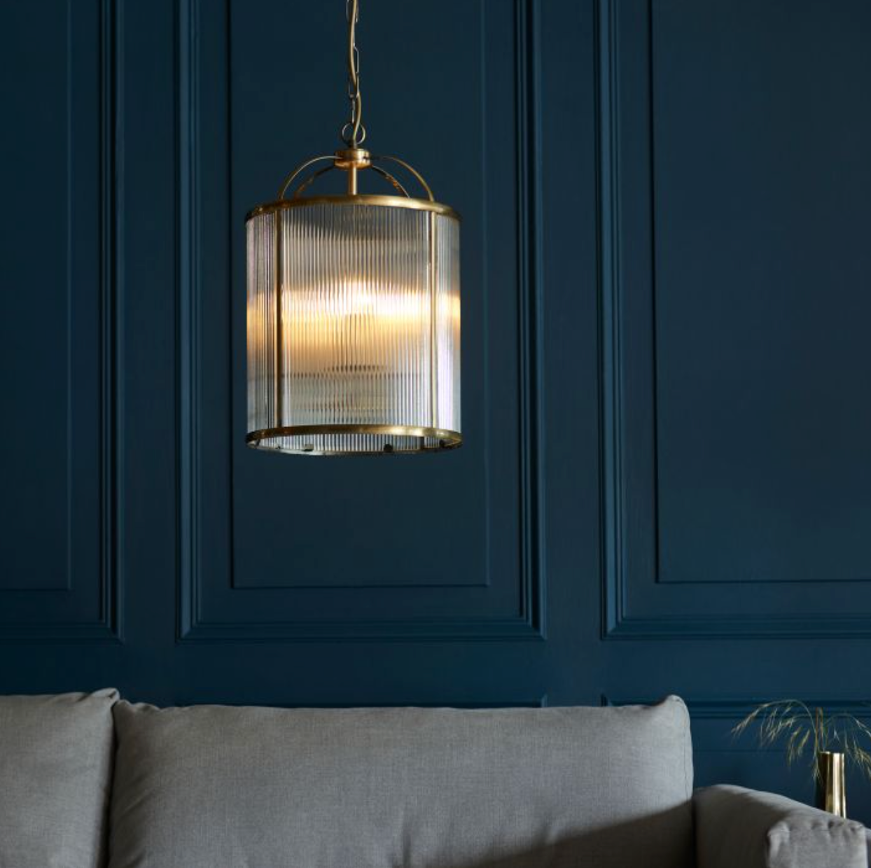 Brass Ribbed Pendant