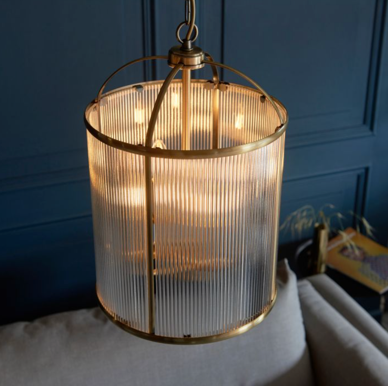 Brass Ribbed Pendant