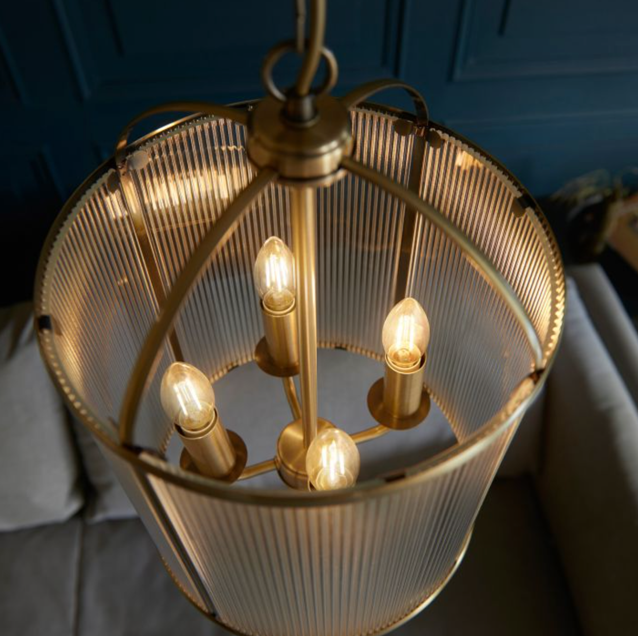 Brass Ribbed Pendant