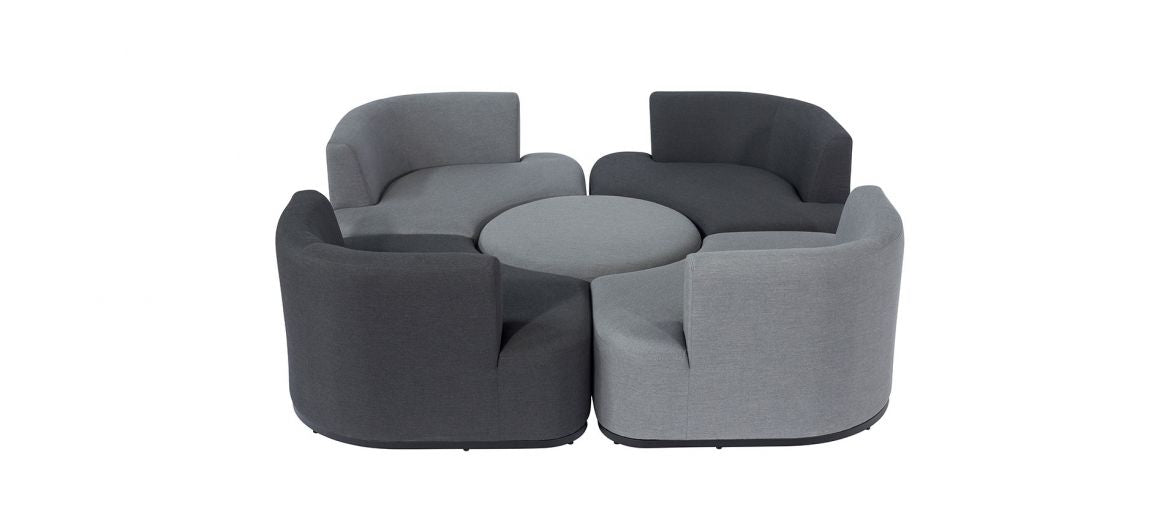 Fabric outdoor set with four separate chairs as a day bed #colour_flanelle & charcoal