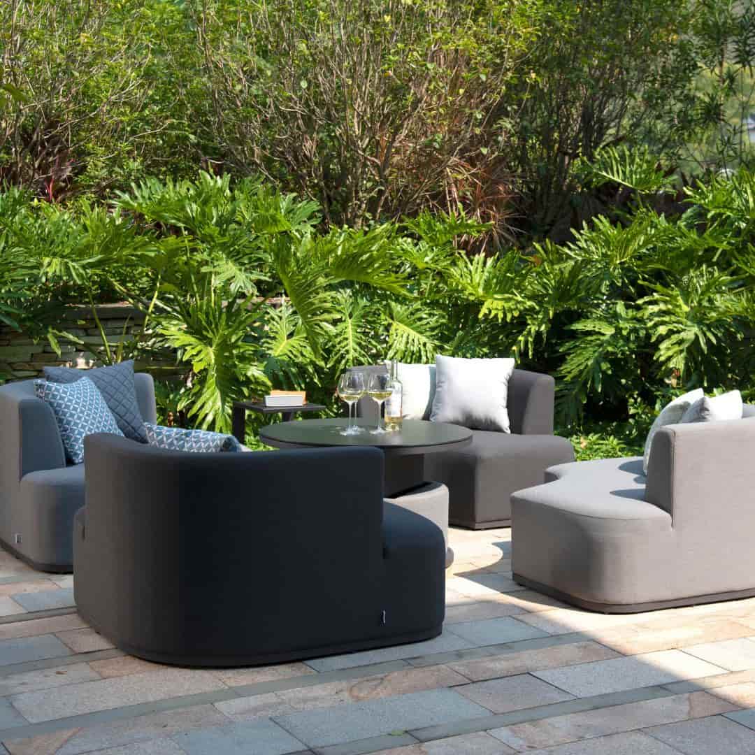 Fabric outdoor set with four separate chairs #colour_flanelle & charcoal