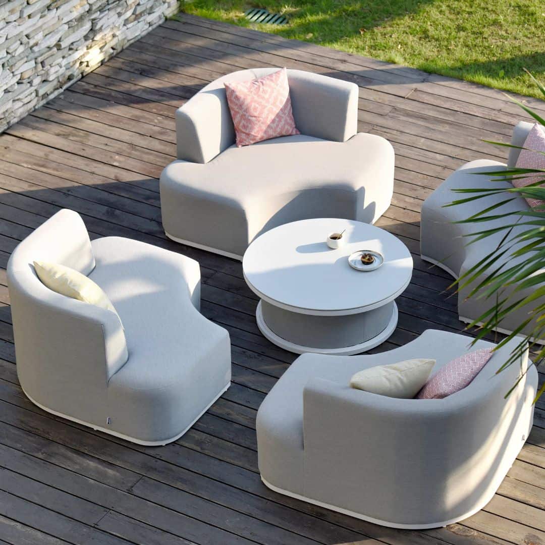 Lead chine fabric outdoor set with four separate chairs #colour_lead chine