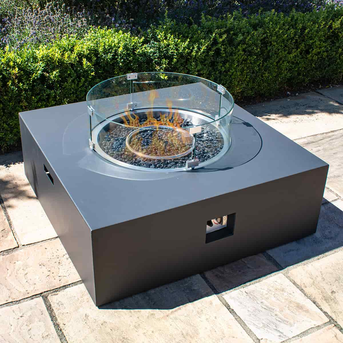 Charcoal aluminium square gas fire pit #colour_charcoal