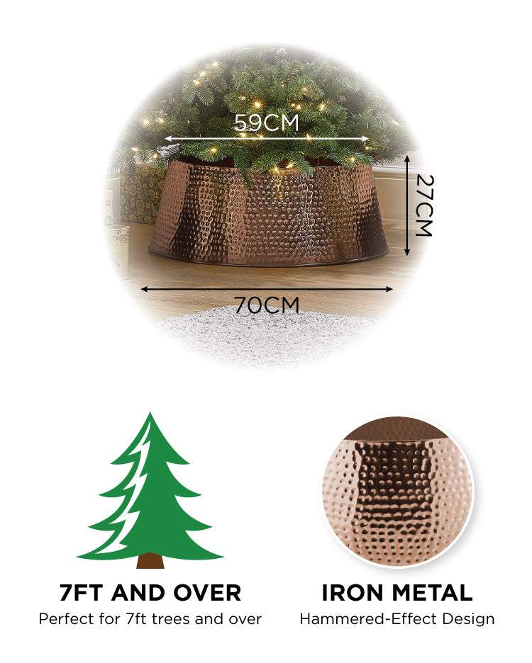 Rose Gold Hammered Metal Tree Skirt