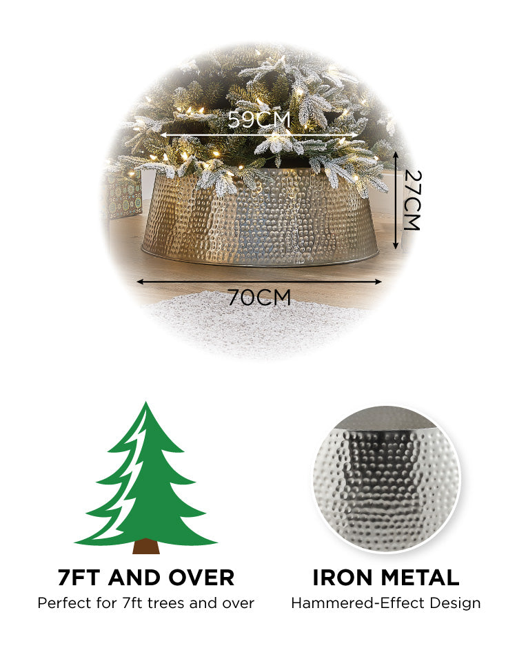 Silver Hammered Metal Tree Skirt