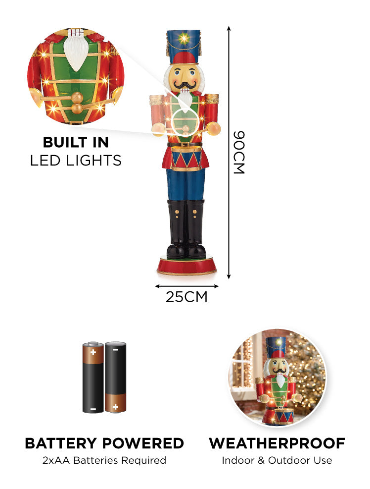 3ft Red Christmas Nutcracker with Drum
