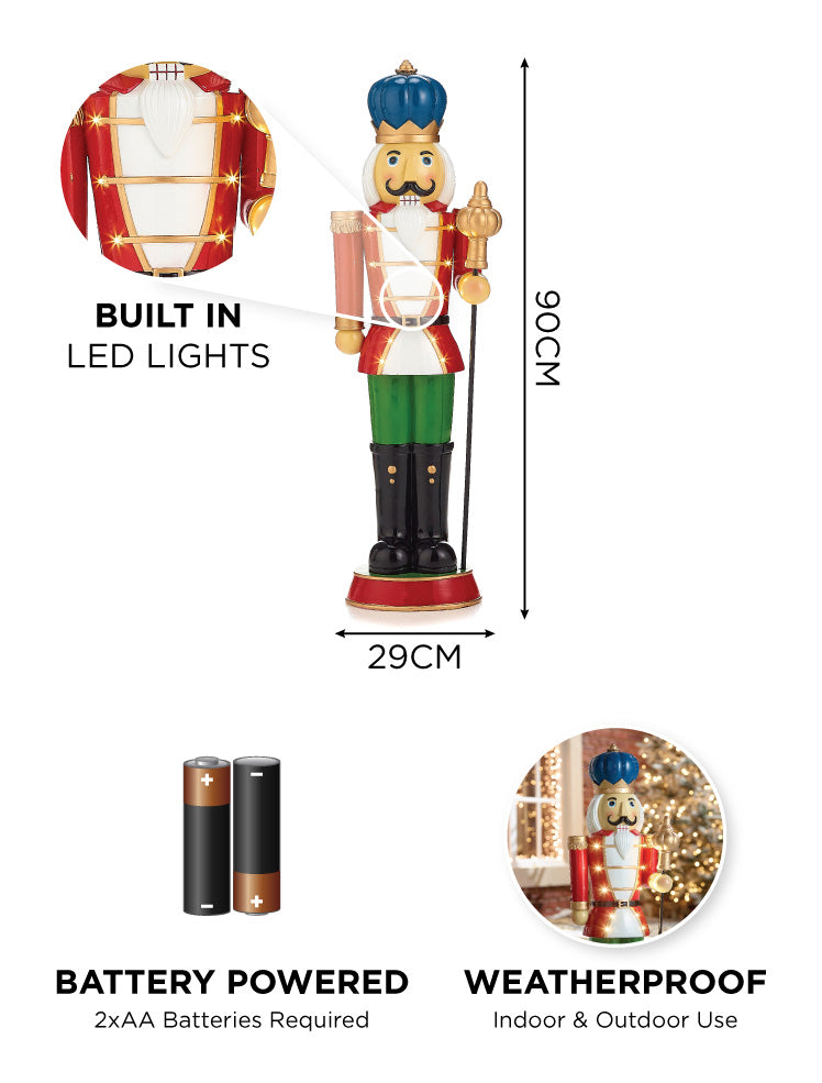 3ft Red Christmas Nutcracker with Staff
