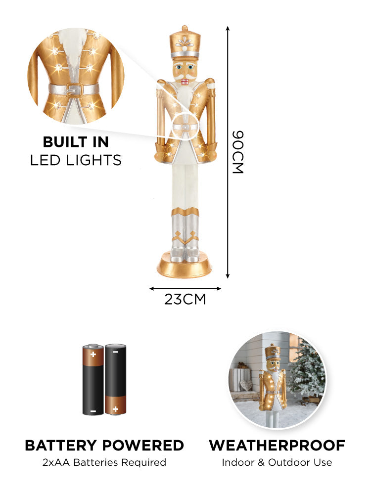3ft Gold Christmas Nutcracker