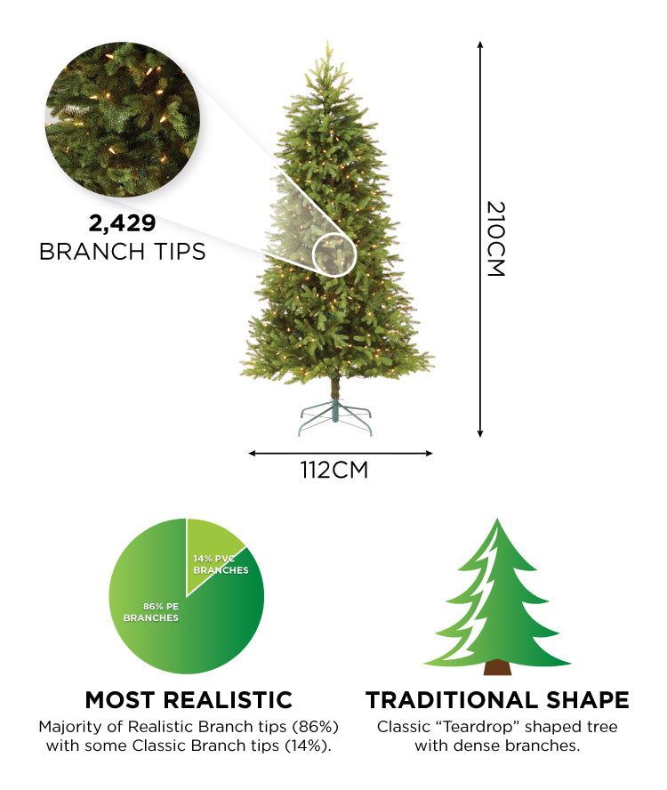 7ft Pre-Lit Pinyon Pine Artificial Christmas Tree