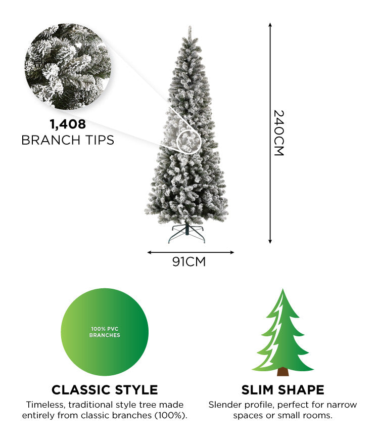Snowy Slim Balsam Fir Artificial Christmas Tree