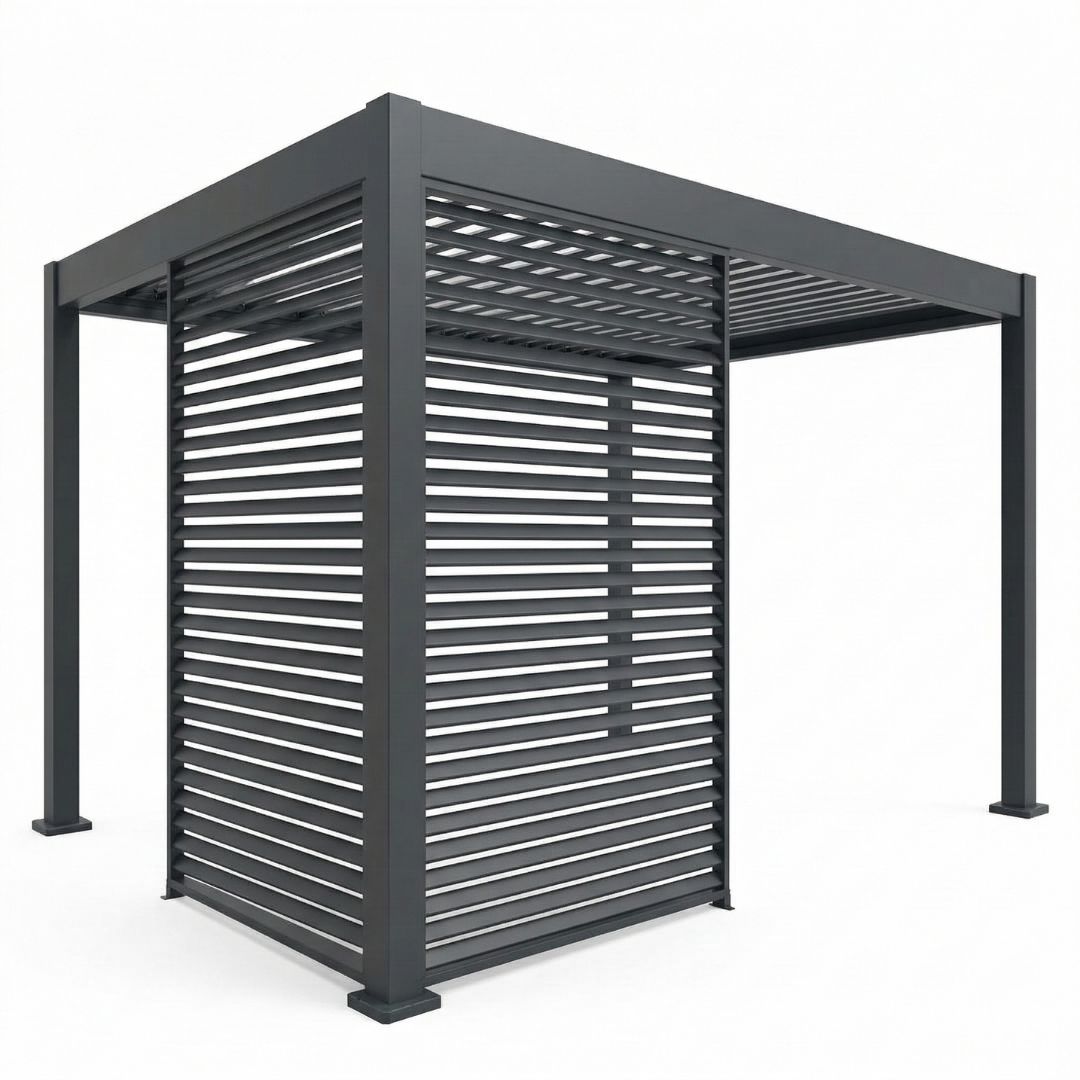 Hemera Deluxe 1m Fixed Louvred Side Panel in Grey