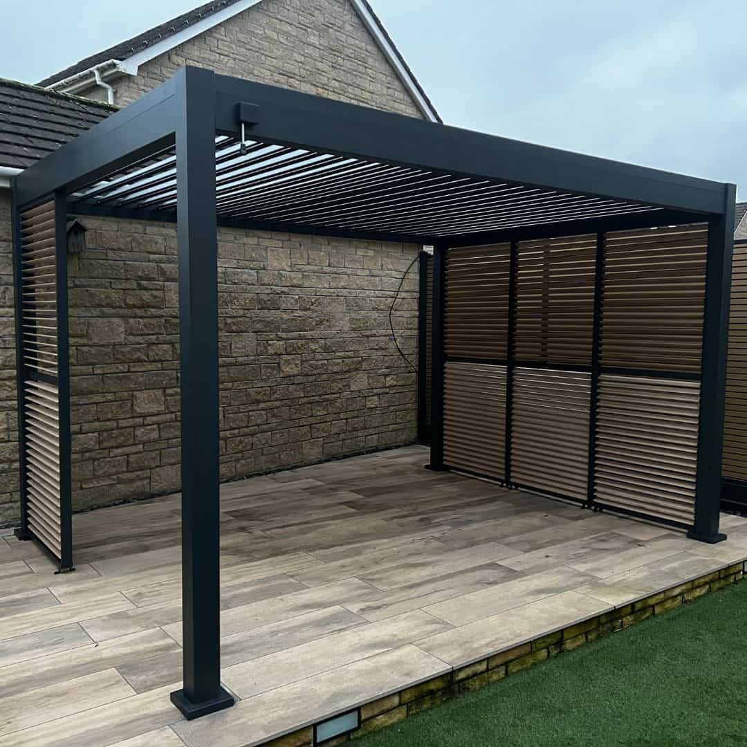 4m x 3m grey aluminium pergola with louvred roof