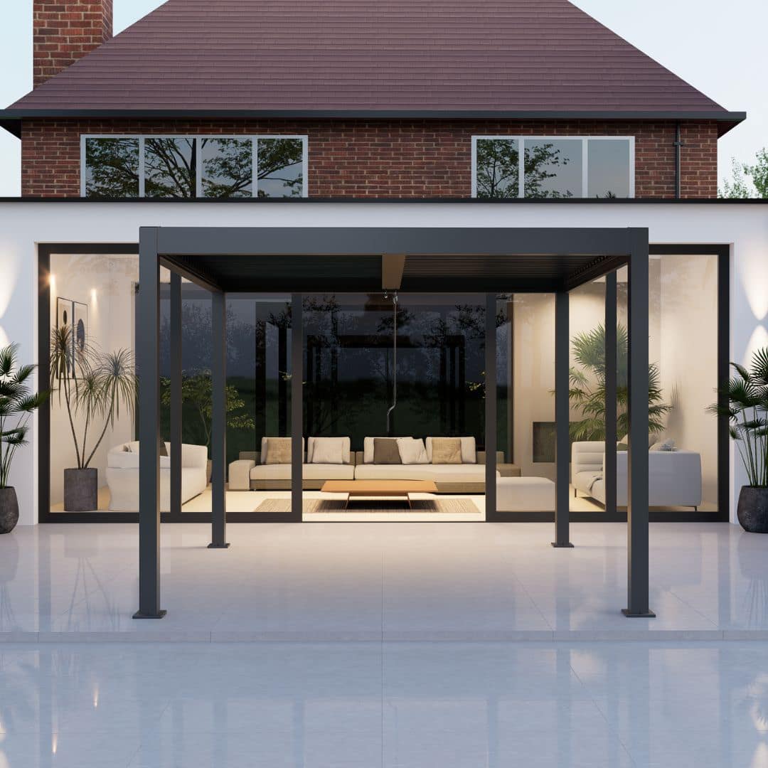 3m x 3m Anthracite Grey Manual Louvred Roof Pergola