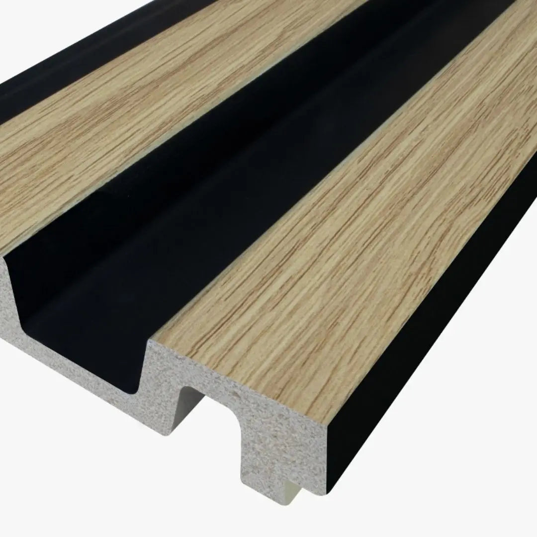 Residence - Light Oak & Black Waterproof Wall Panel • Pack of 4