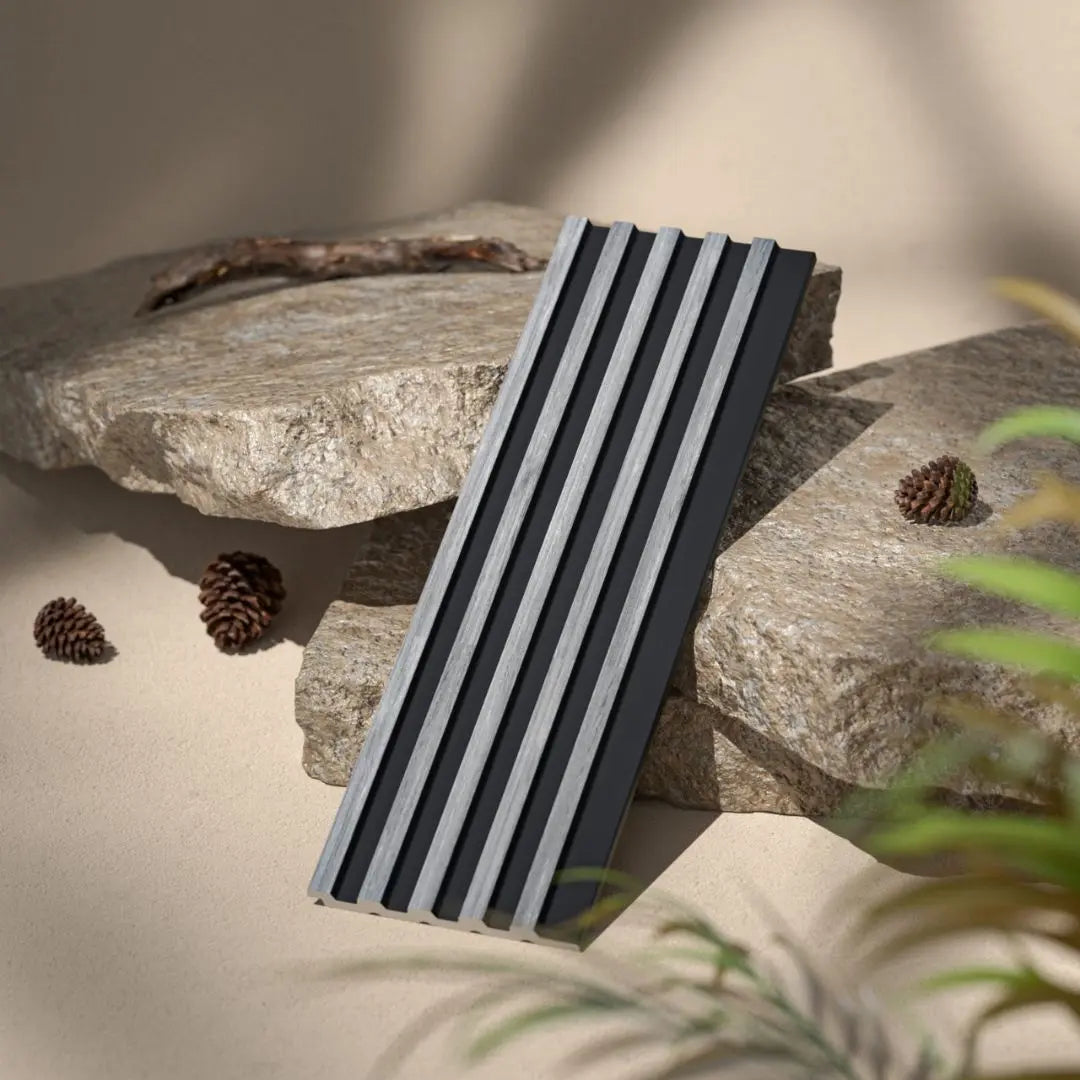 Palm Grey Oak and Black Waterproof Wall Panel Sample