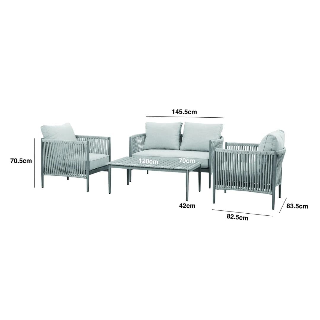 dimension footprint of rope weave sofa set