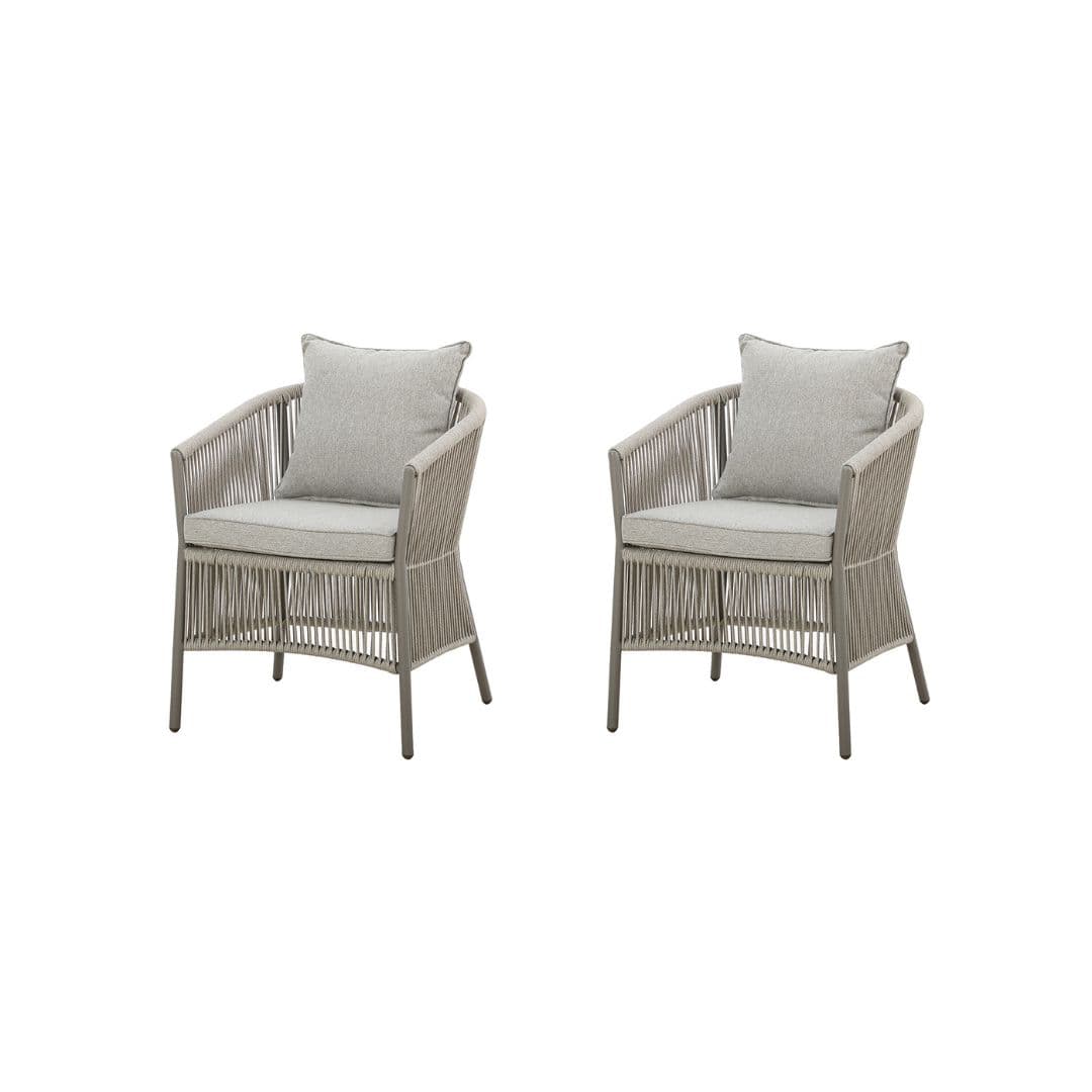 Light grey coloured rope weave pair of dining chairs