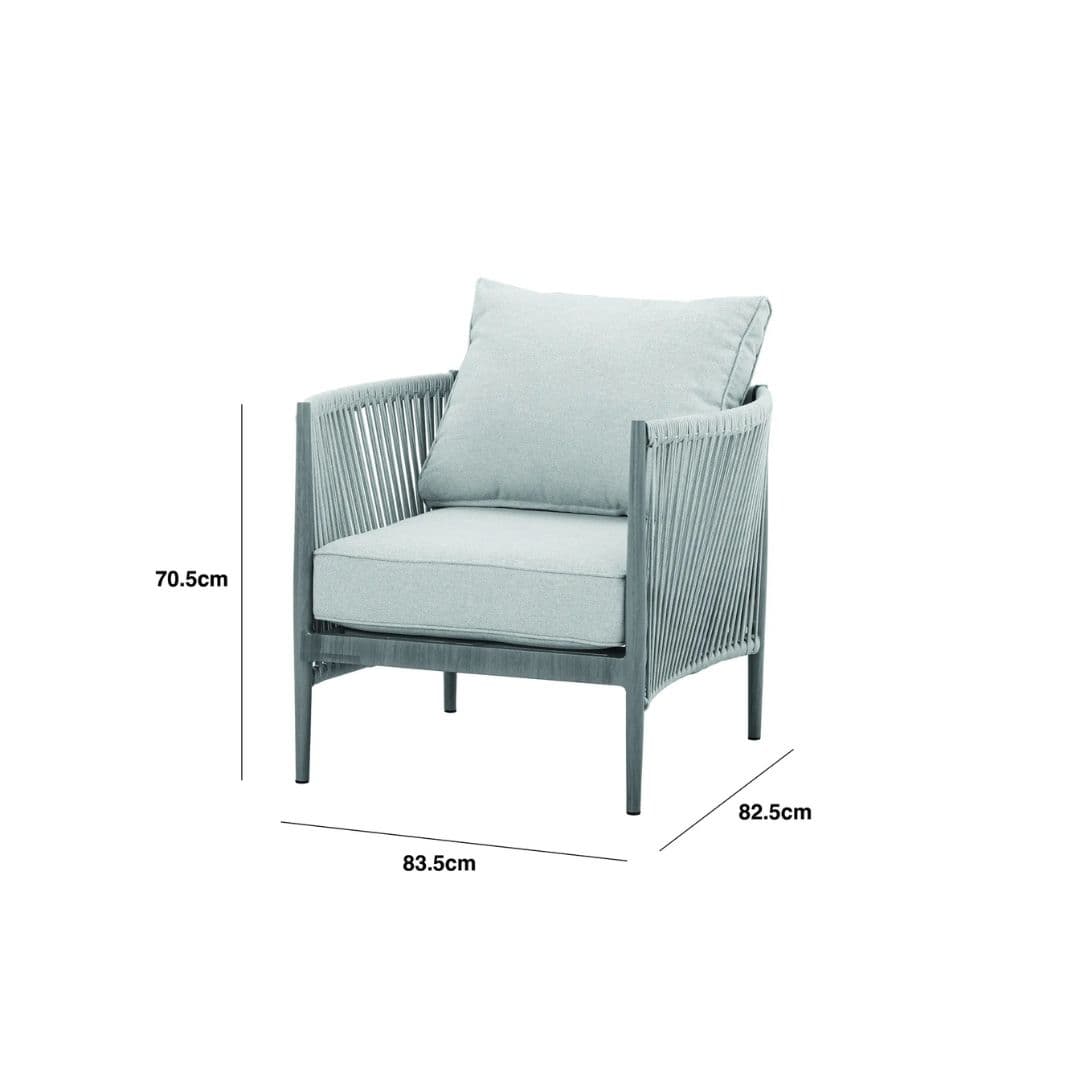 dimension footprint of a rope weave outdoor lounge chair