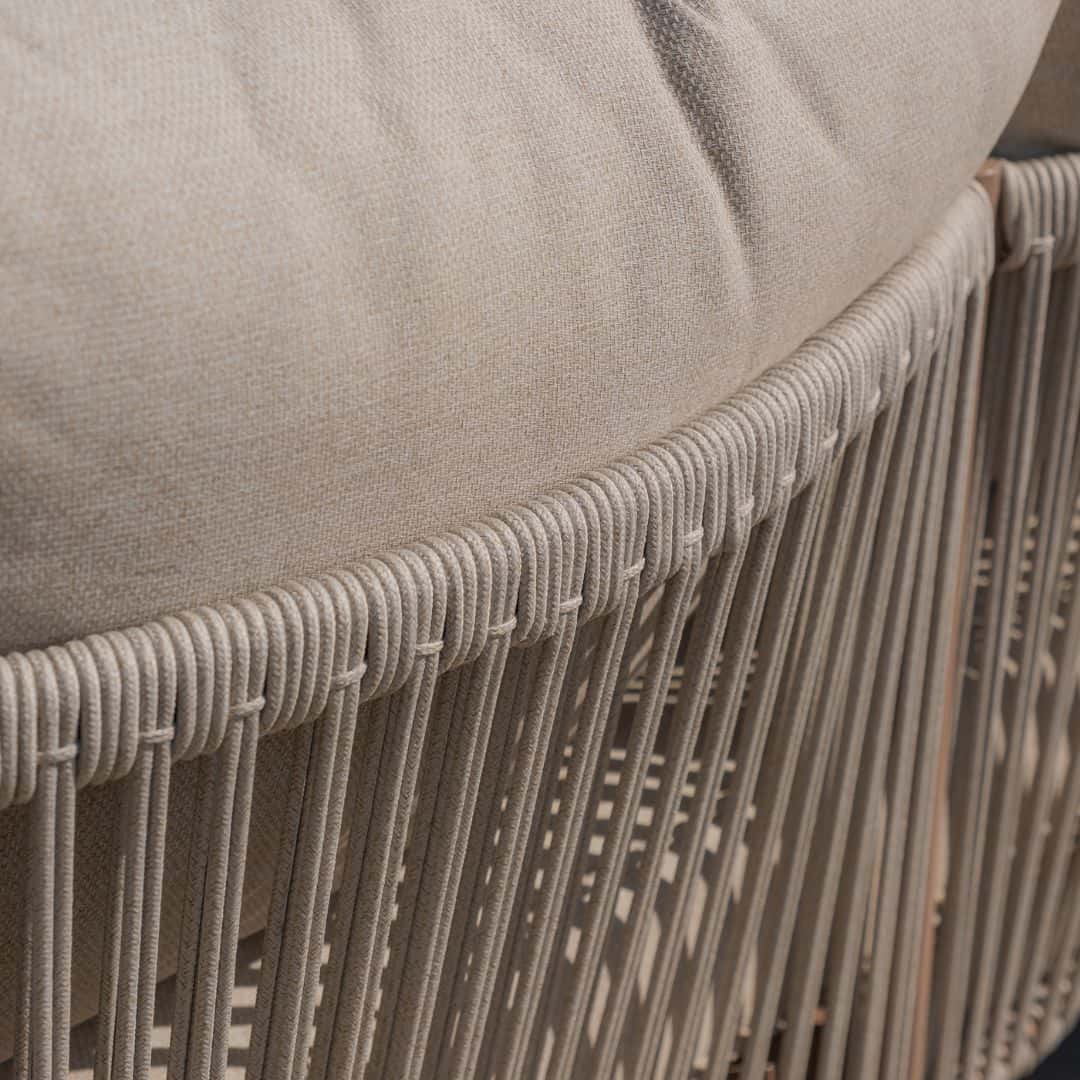 natural linen rope weave sofa set with wood effect aluminium frame