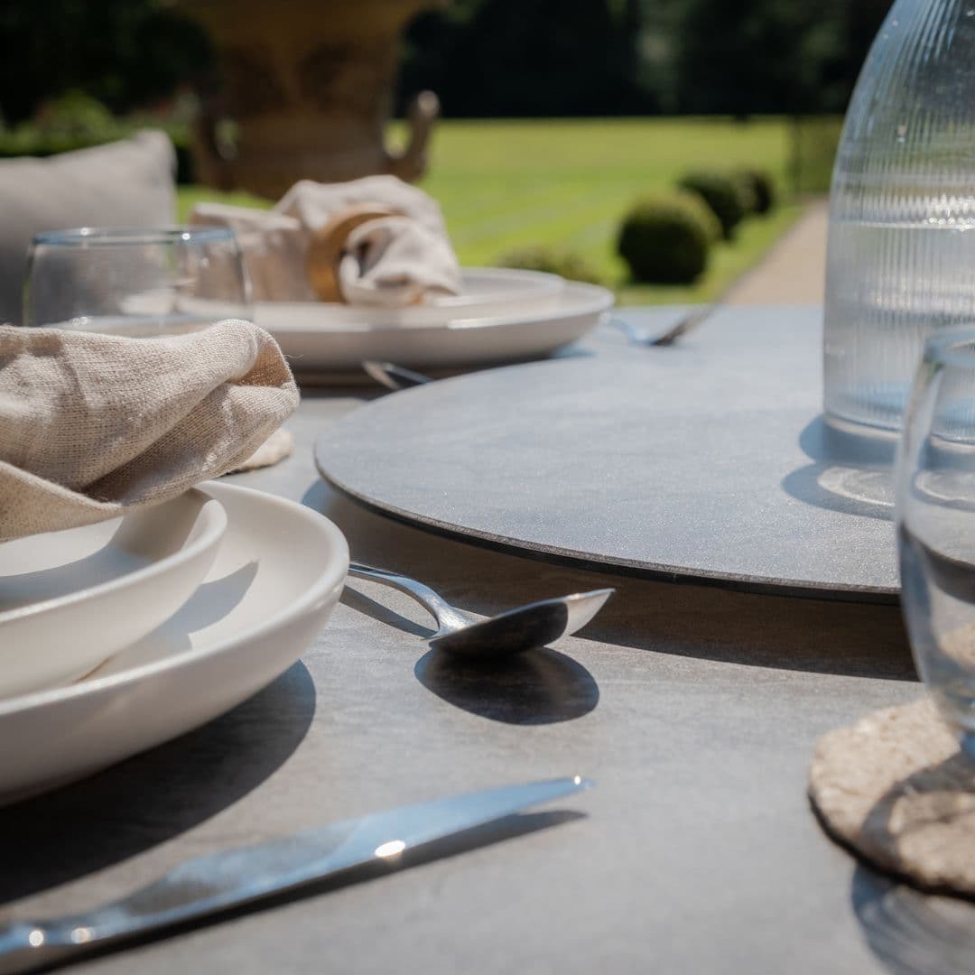 Light grey coloured rope weave 6 seat oval shape dining set