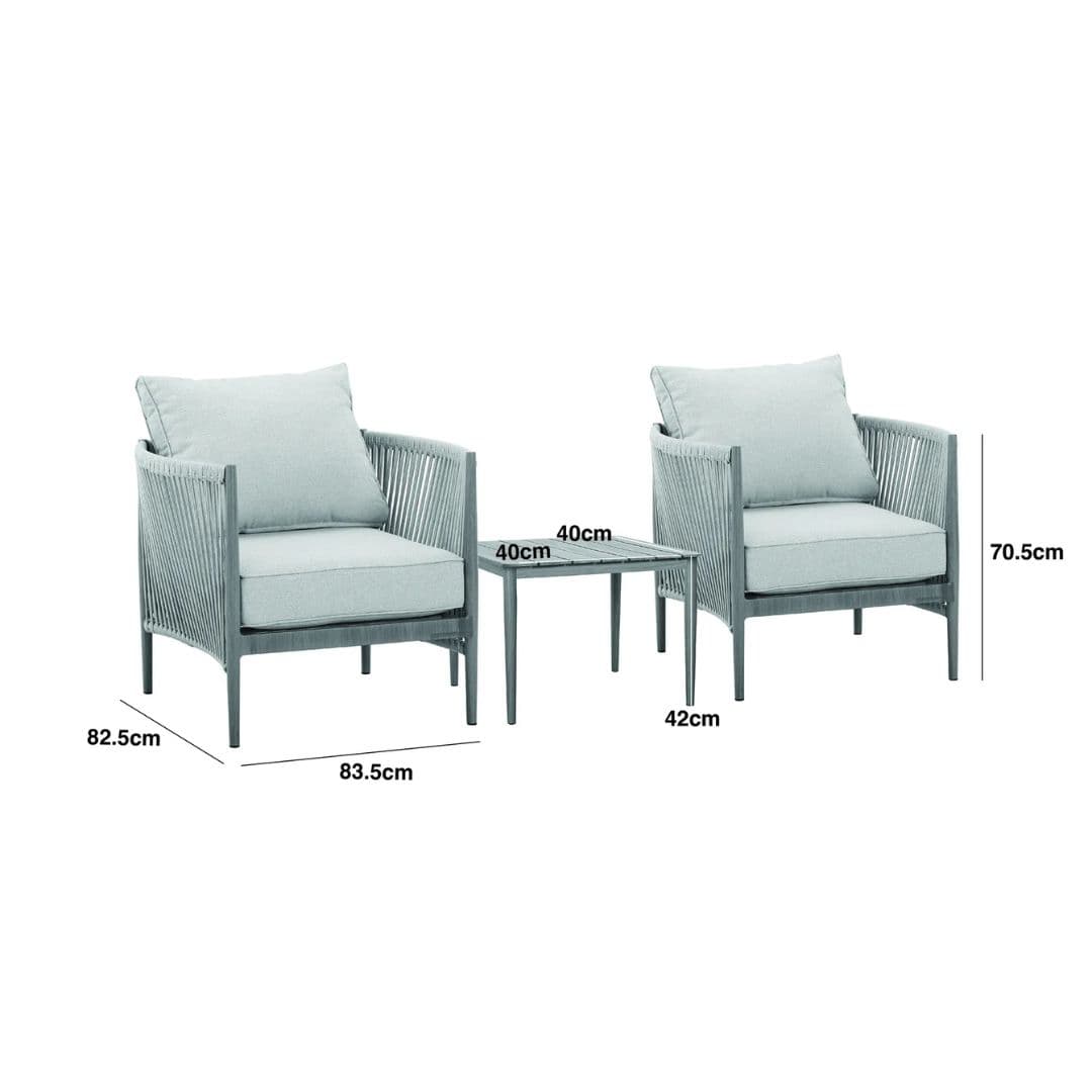 dimension footprint of rope weave bistro set