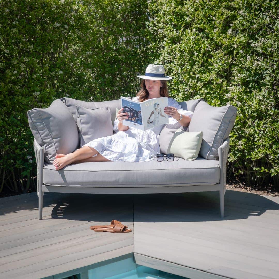 Light Grey Rope Weave Fabric and Grey Frame Daybed #colour_cool linen and dawn grey