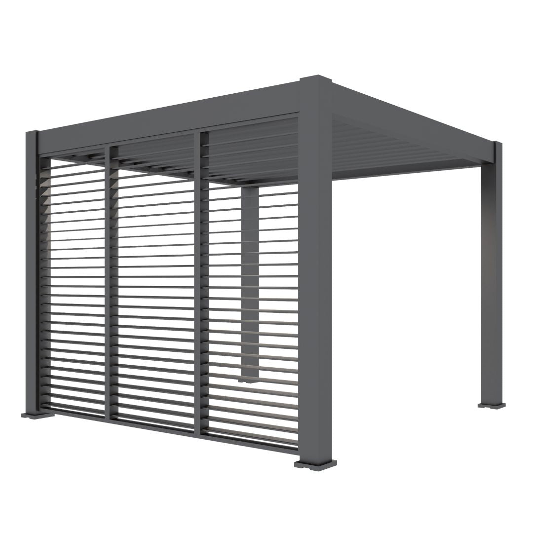 1.3m grey aluminium adjustable louvred side panel on a aluminium pergola