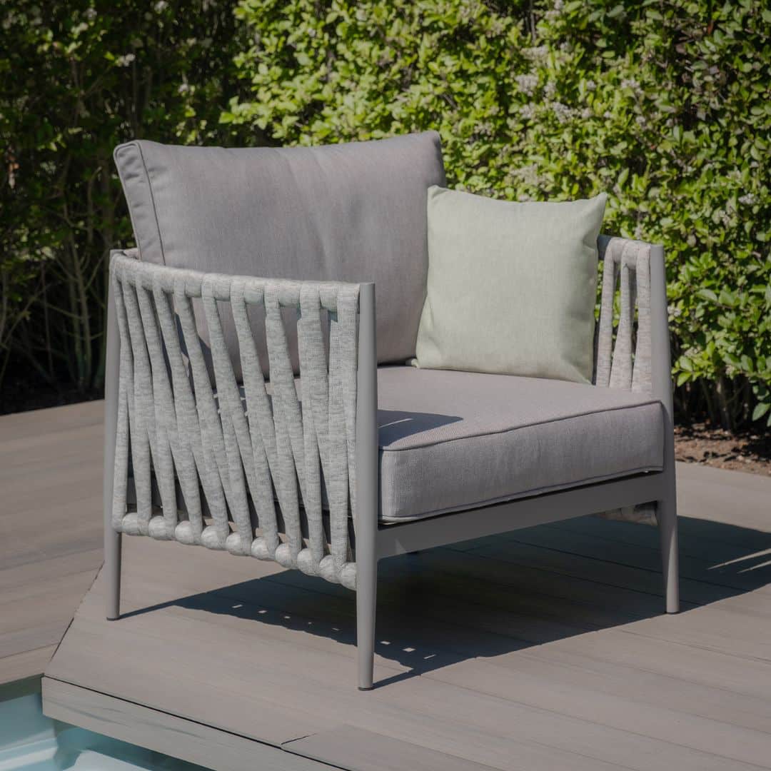 Light Grey Rope Weave Fabric and Grey Frame Large Corner Sofa with 2 Armchairs and a Rectangular Coffee Table #cool linen and dawn grey
