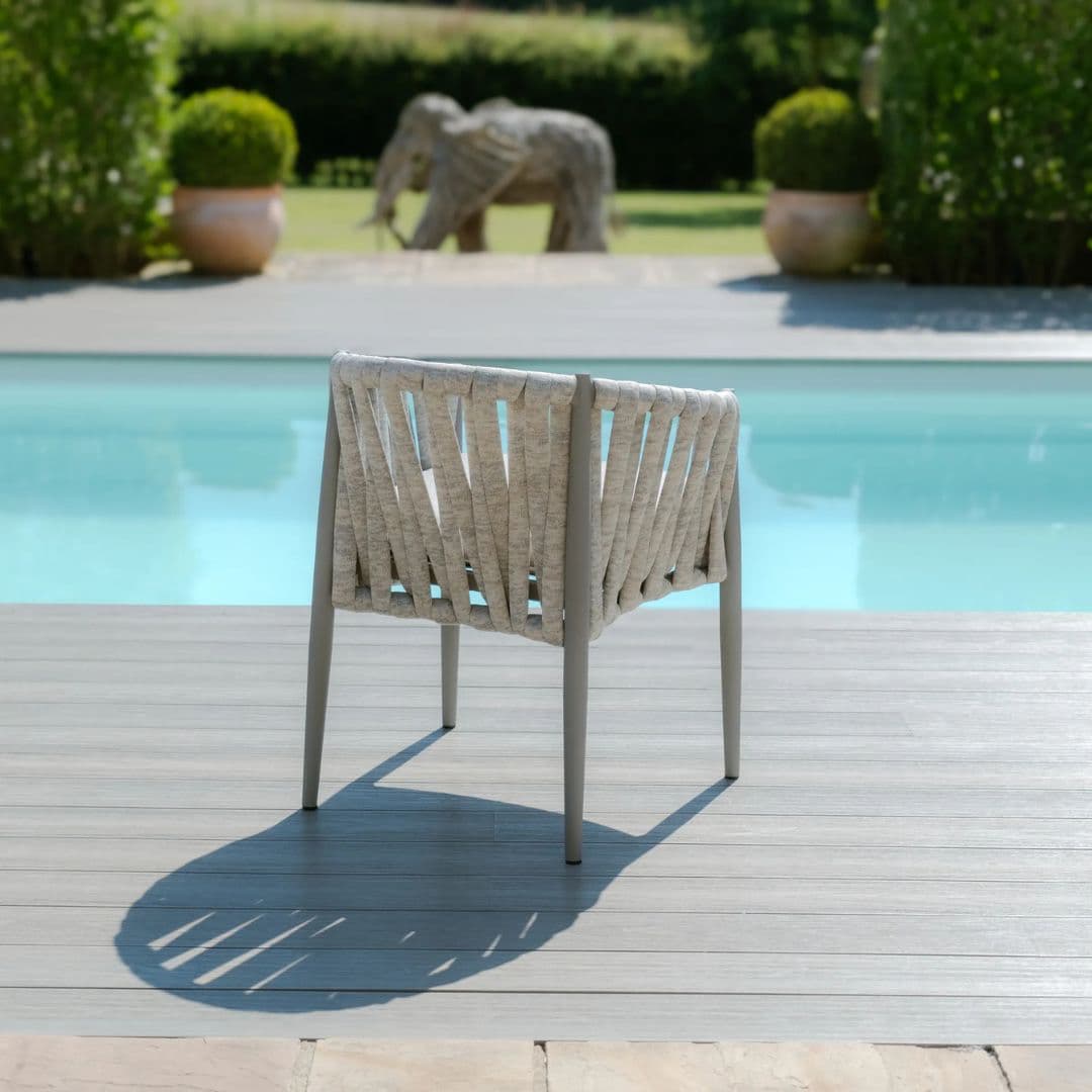 Pair of Light Grey Rope Weave Fabric Dining Chairs with a Grey Frame #colour_cool linen and dawn grey