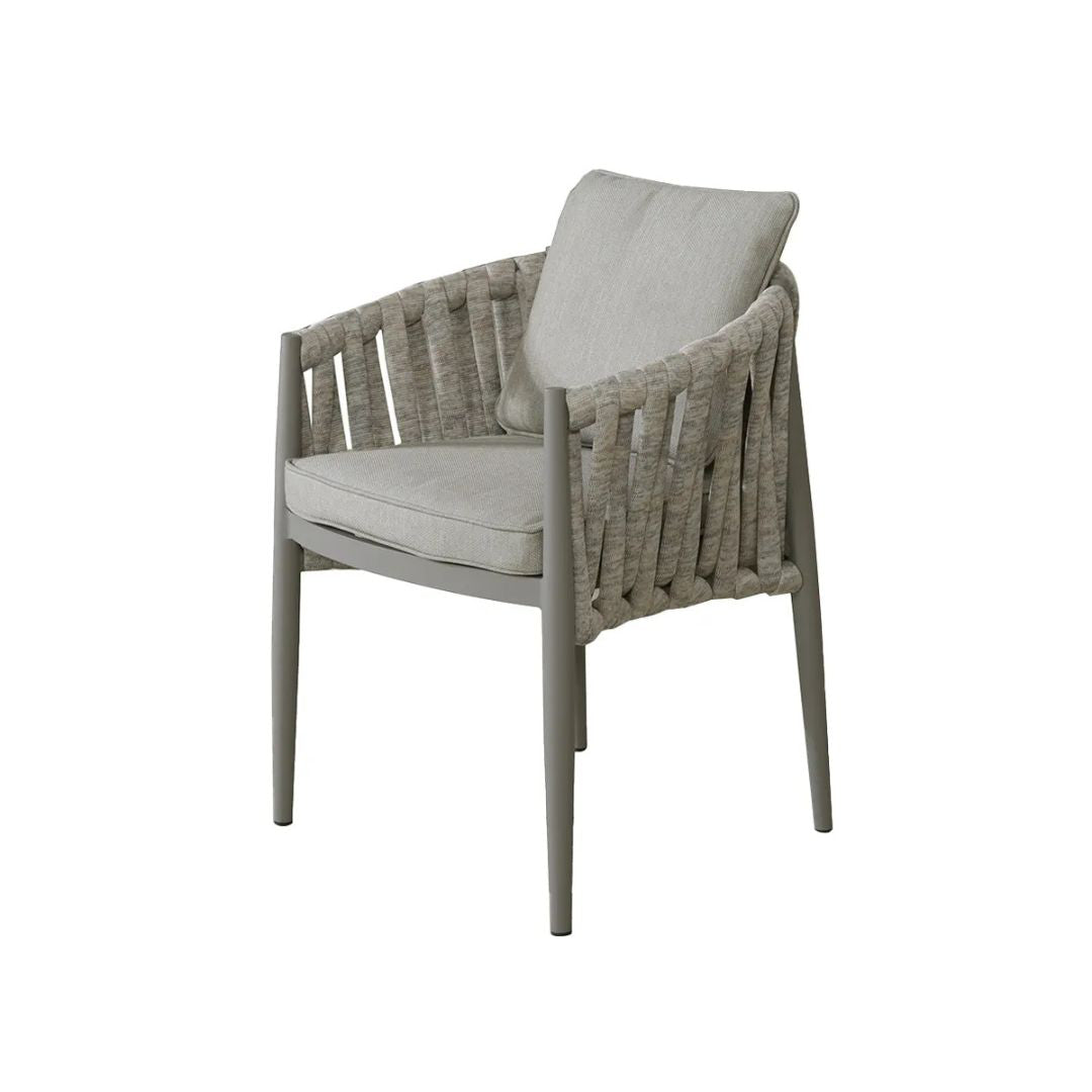 Pair of Light Grey Rope Weave Fabric Dining Chairs with a Grey Frame #colour_cool linen and dawn grey