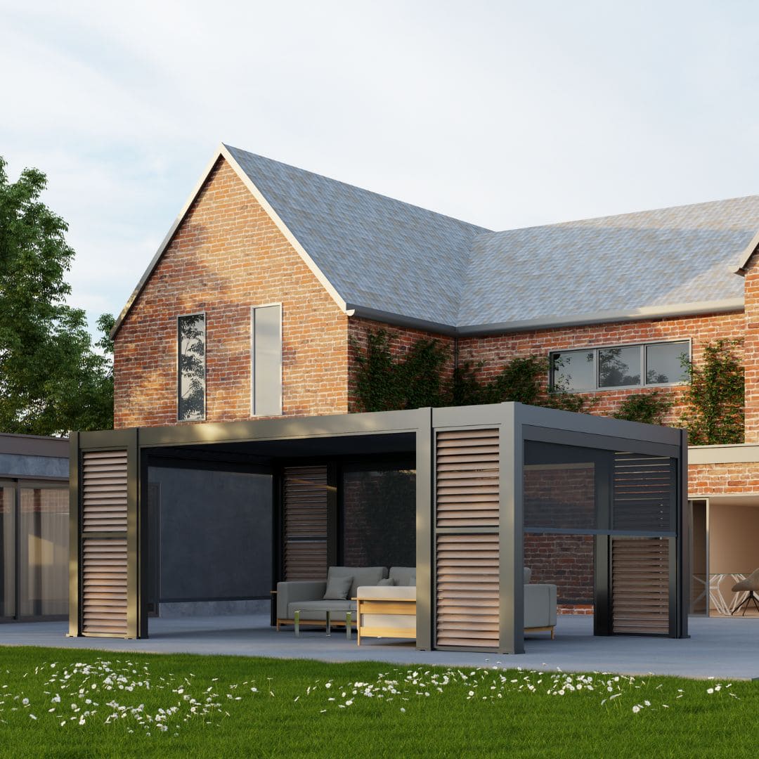 Hemera Deluxe Aluminium Pergola With 8 Legs - 5m x 3m in Grey