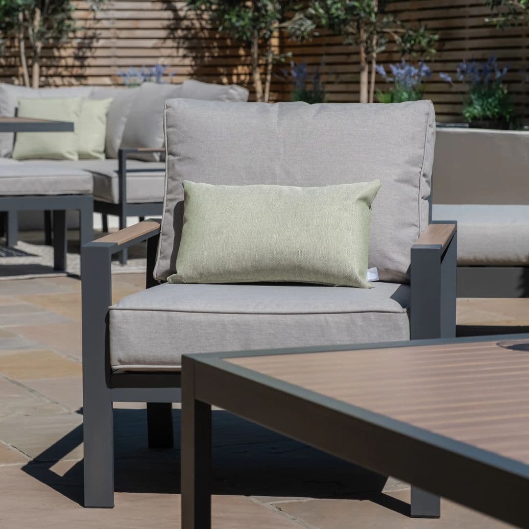Vancouver 3 Seat Aluminium Sofa Set with Rising Table & 2 Stools - Dove Grey