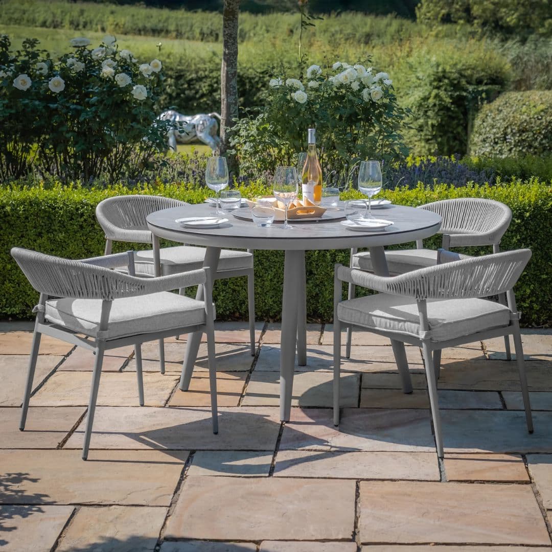 Cool linen Rope 4 Seat Round Dining Set