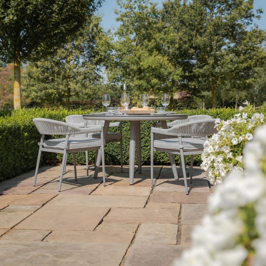 Cool linen Rope 4 Seat Round Dining Set