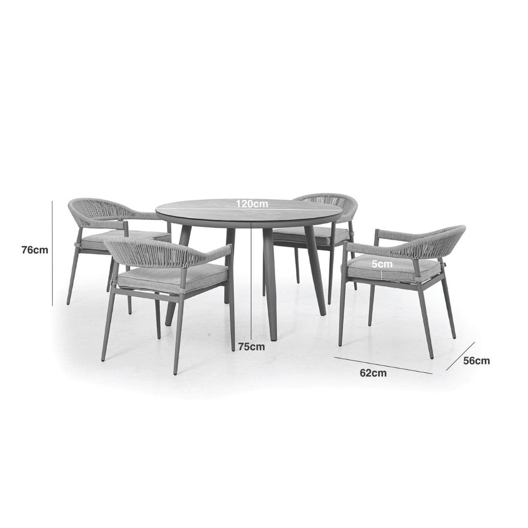 Line drawing of a 4 Seat Round Dining Set