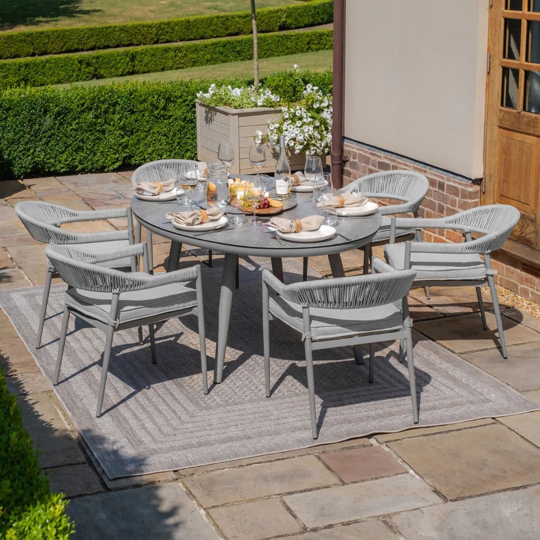 Cool linen Rope 6 Seat Oval Dining Set