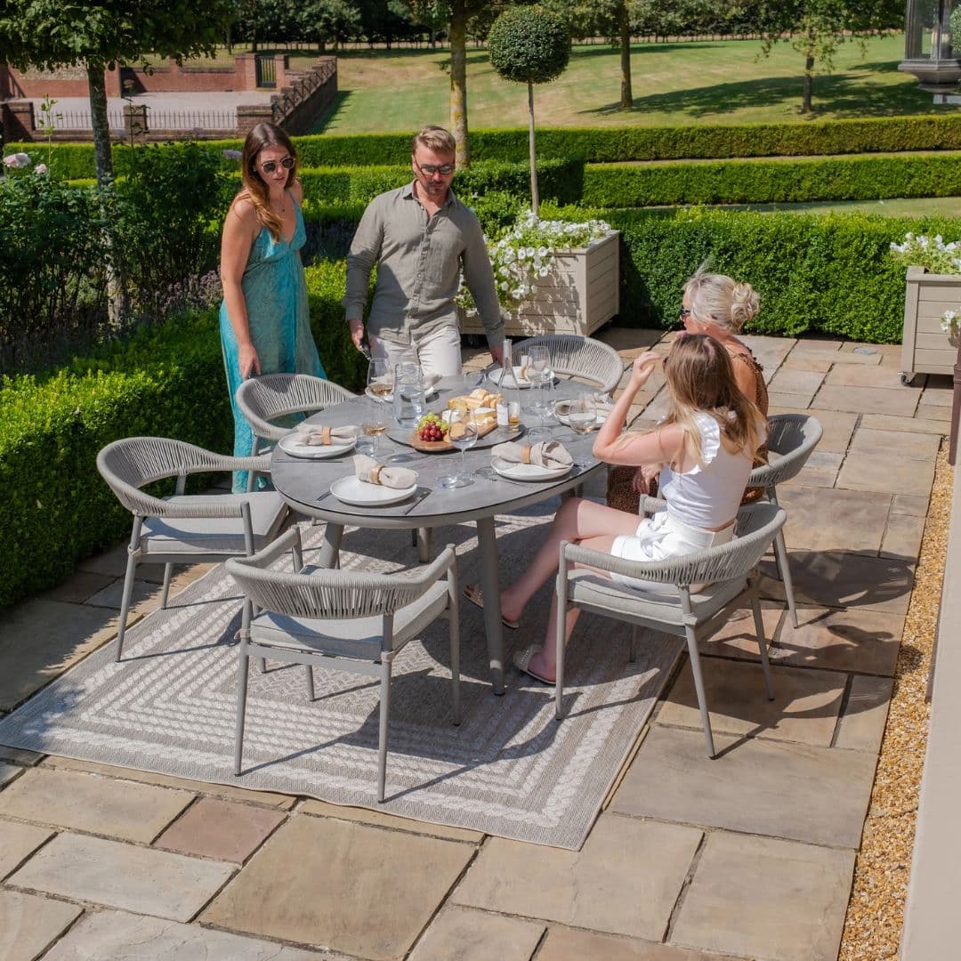 Cool linen Rope 6 Seat Oval Dining Set