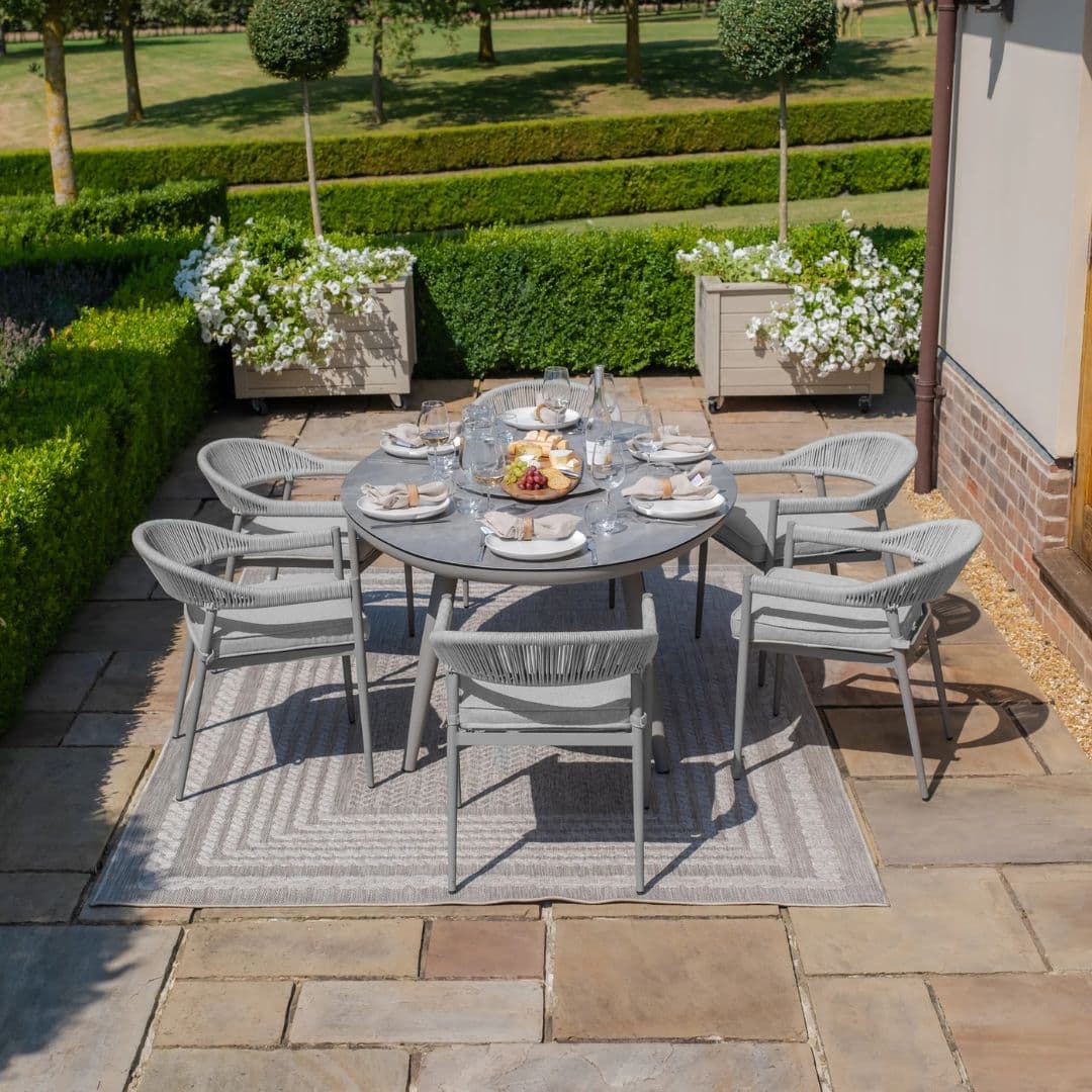 Cool linen Rope 6 Seat Oval Dining Set
