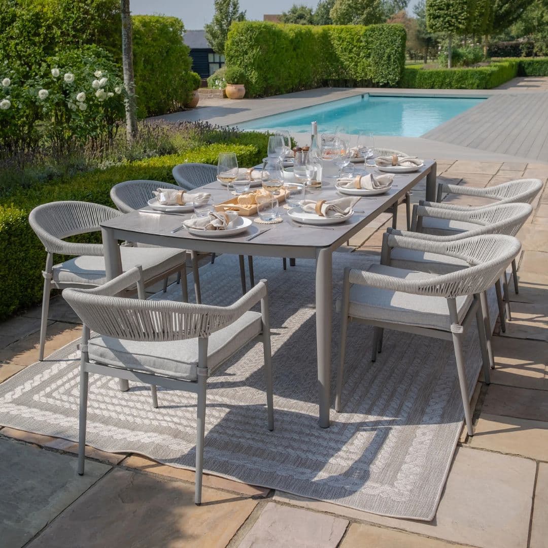 Cool linen rope 8 seat Seat Rectangle Dining Set