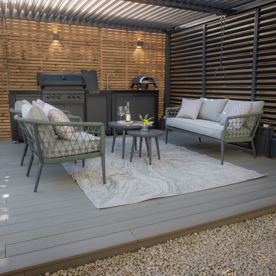 Ivy Green with Charcoal frame 2 Seat Sofa Set with 2 round Coffee Tables #colour_ivy green with charcoal frame