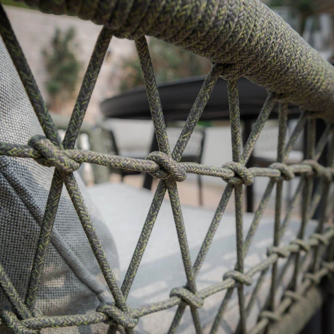 Ivy Green Rope Weave 6 Seat Oval Dining Set #colour_ivy green with charcoal frame