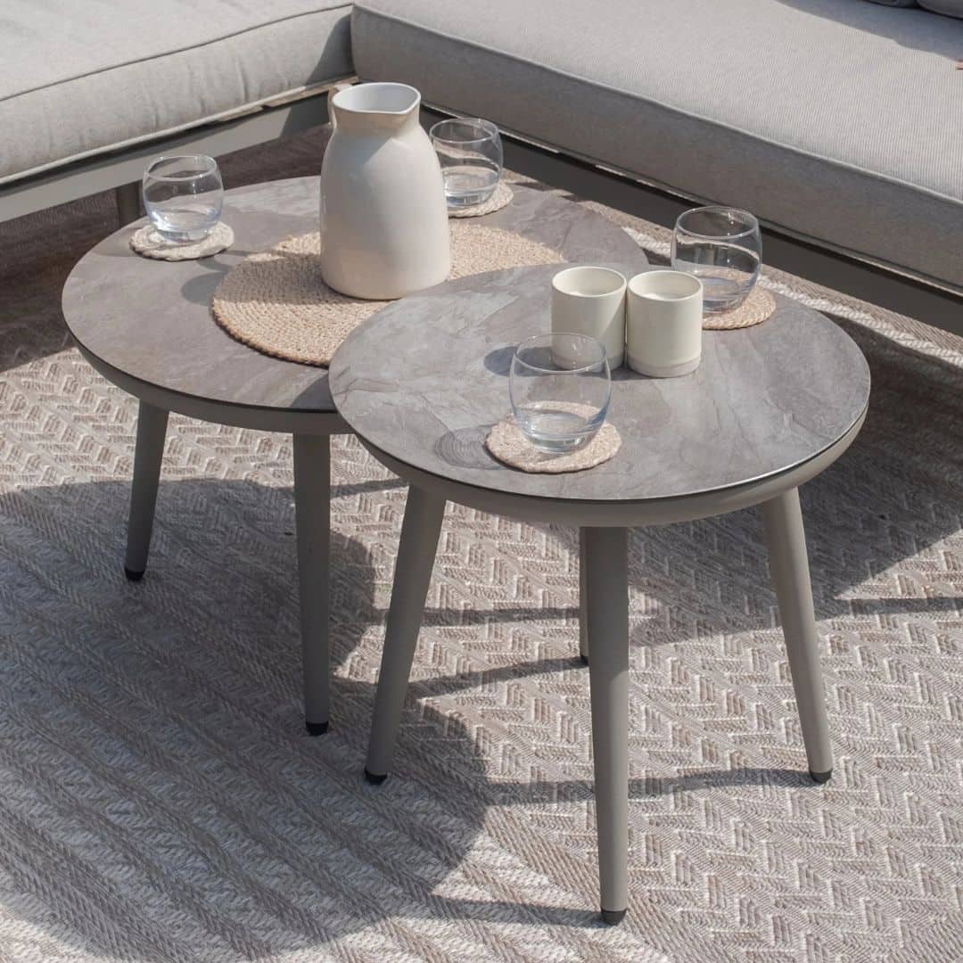 Cool linen with dawn grey frame 3 Seat Sofa Set with pair of Coffee Tables #colour_cool linen with dawn grey frame