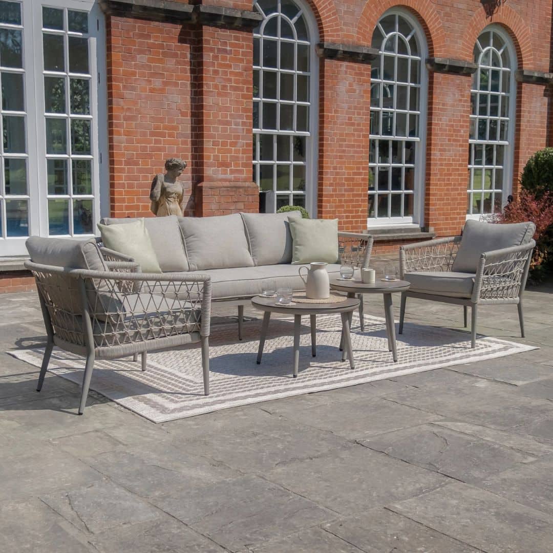 Cool linen with dawn grey frame 3 Seat Sofa Set with pair of Coffee Tables #colour_cool linen with dawn grey frame