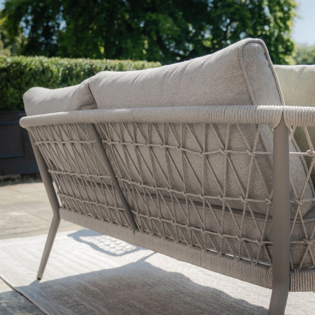 Cool linen rope weave Large corner sofa set with matching coffee tables #colour_cool linen with dawn grey frame